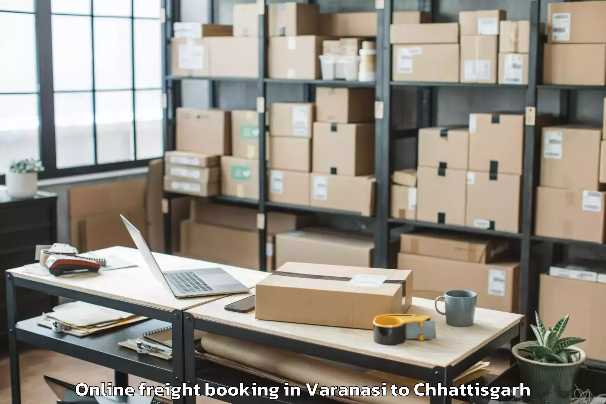 Trusted Varanasi to Bhalai Online Freight Booking